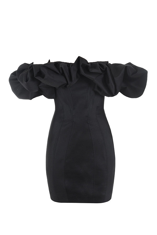 NIMA Satijnen strapless jurk met ruches