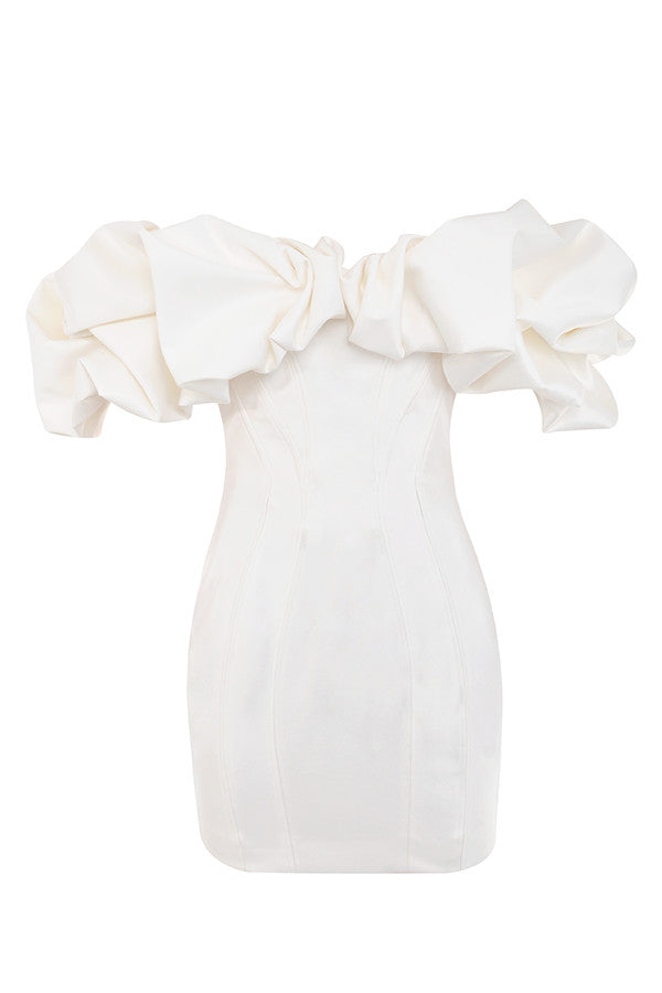 NIMA Satijnen strapless jurk met ruches