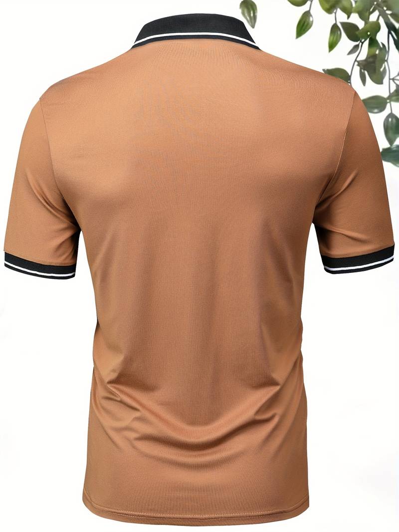 NIMA trendy colour-block shirt met korte mouwen, knoopsluiting en achterkant