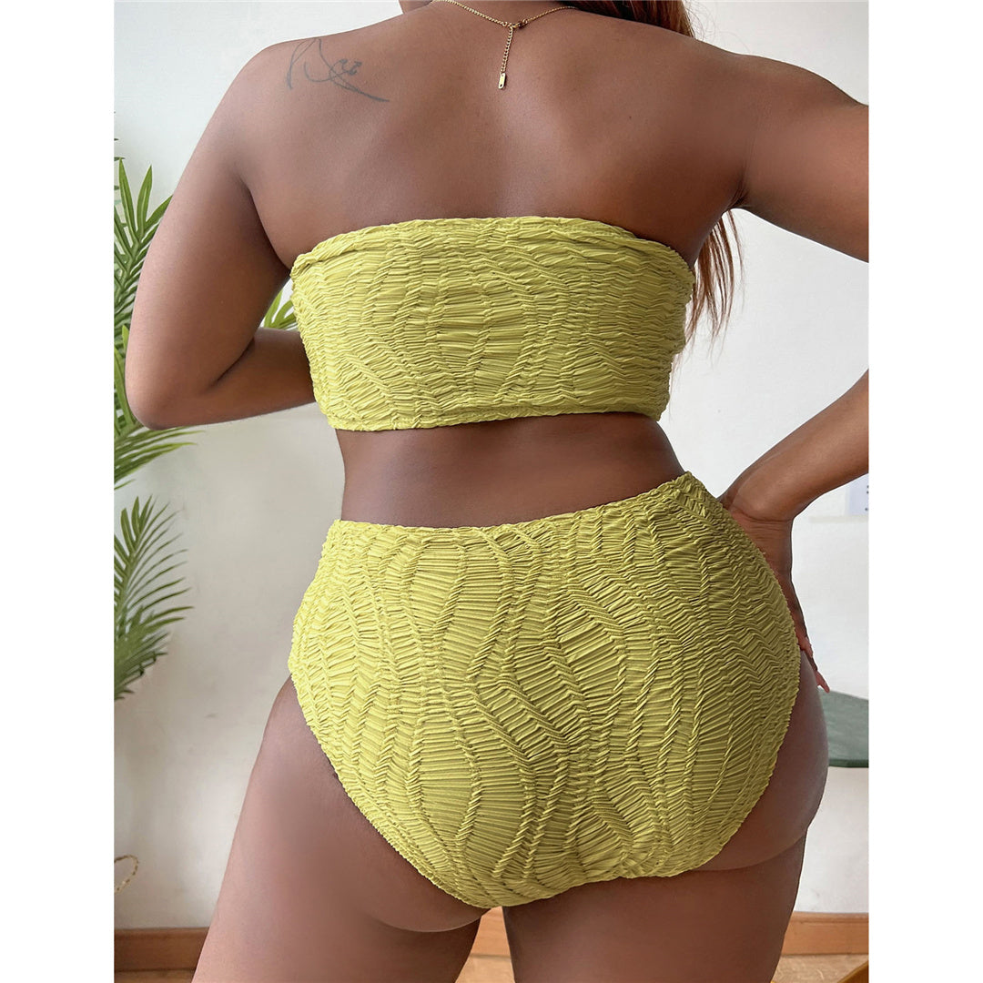 NIMA strapless bikini grote maten met gele print