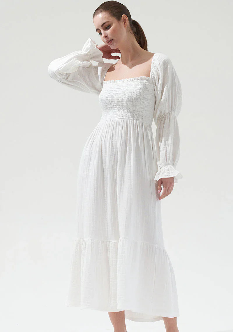 NIMA Chiffon jurk met klokmouwen
