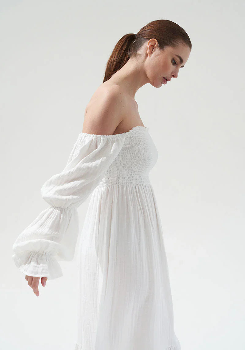 NIMA Chiffon jurk met klokmouwen