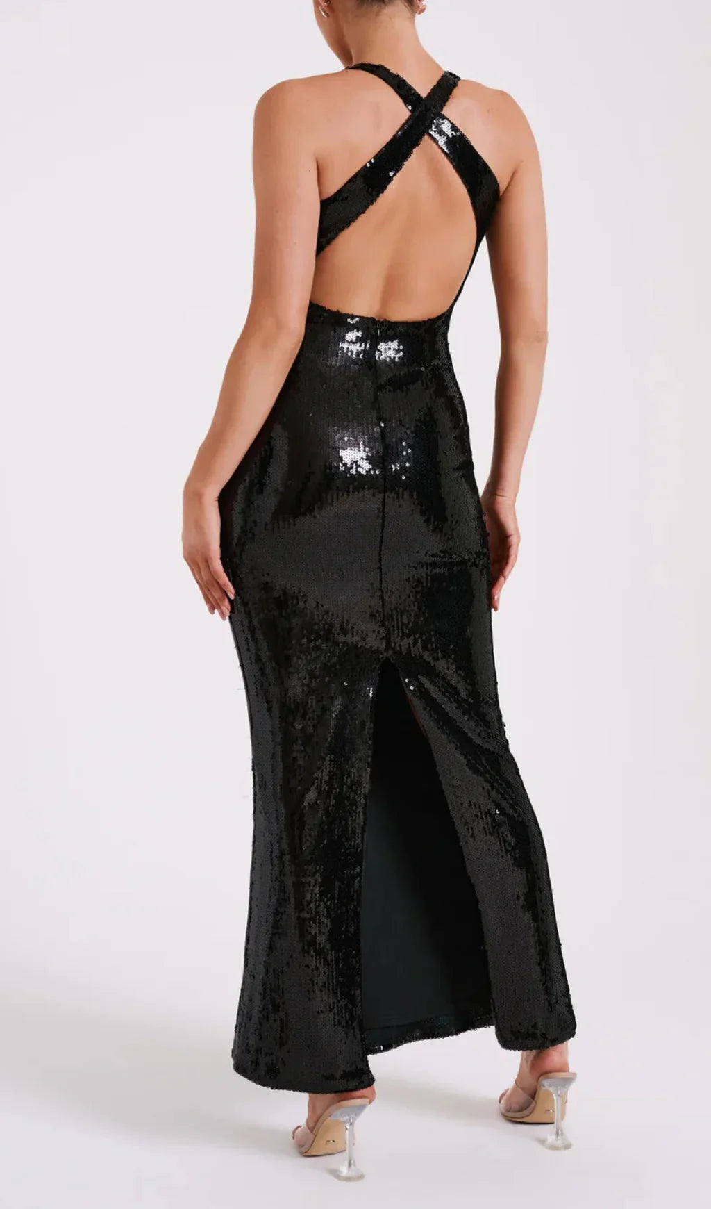 NIMA Pailletten maxi jurk met rozen symbool