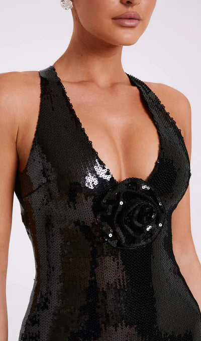 NIMA Pailletten maxi jurk met rozen symbool