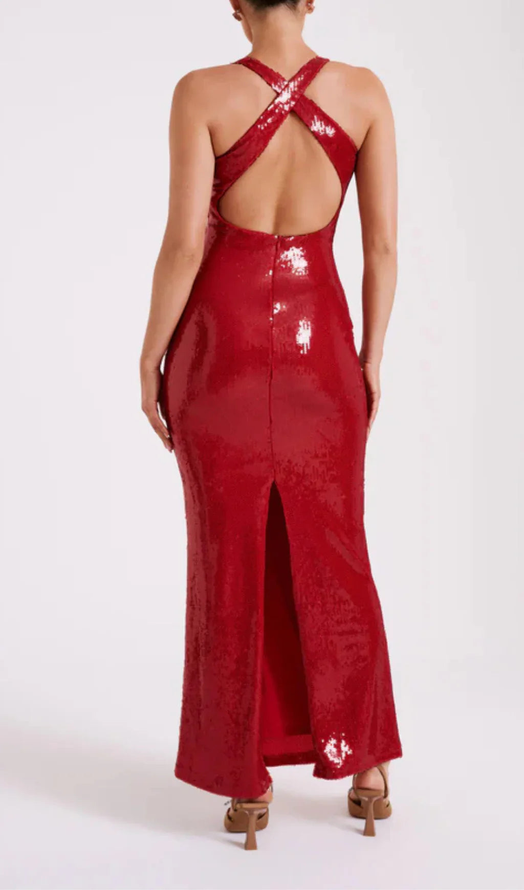 NIMA Pailletten maxi jurk met rozen symbool