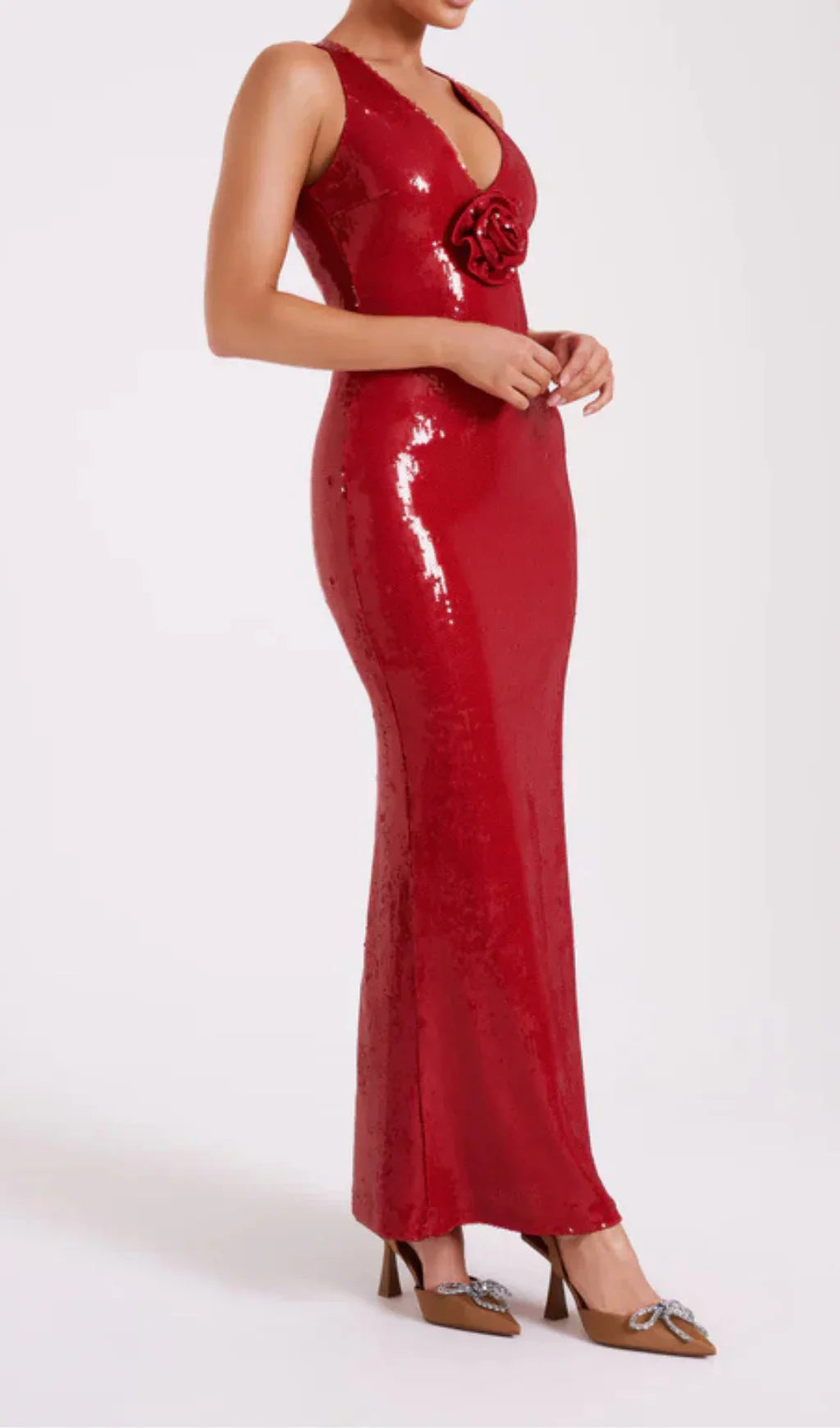 NIMA Pailletten maxi jurk met rozen symbool