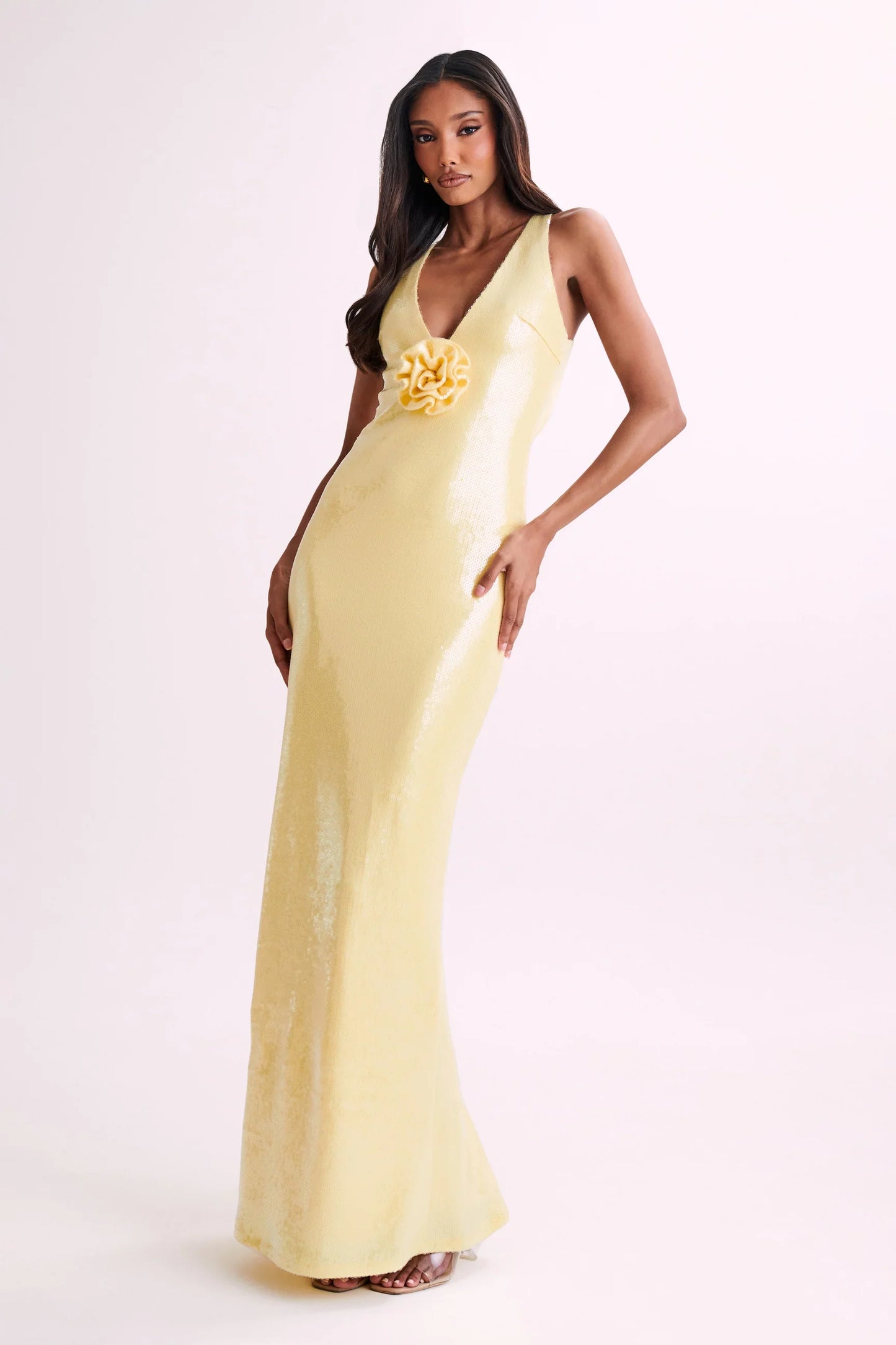 NIMA Pailletten maxi jurk met rozen symbool