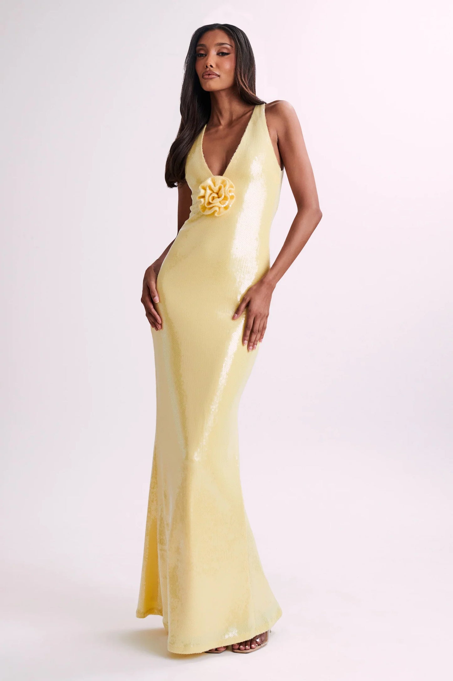 NIMA Pailletten maxi jurk met rozen symbool