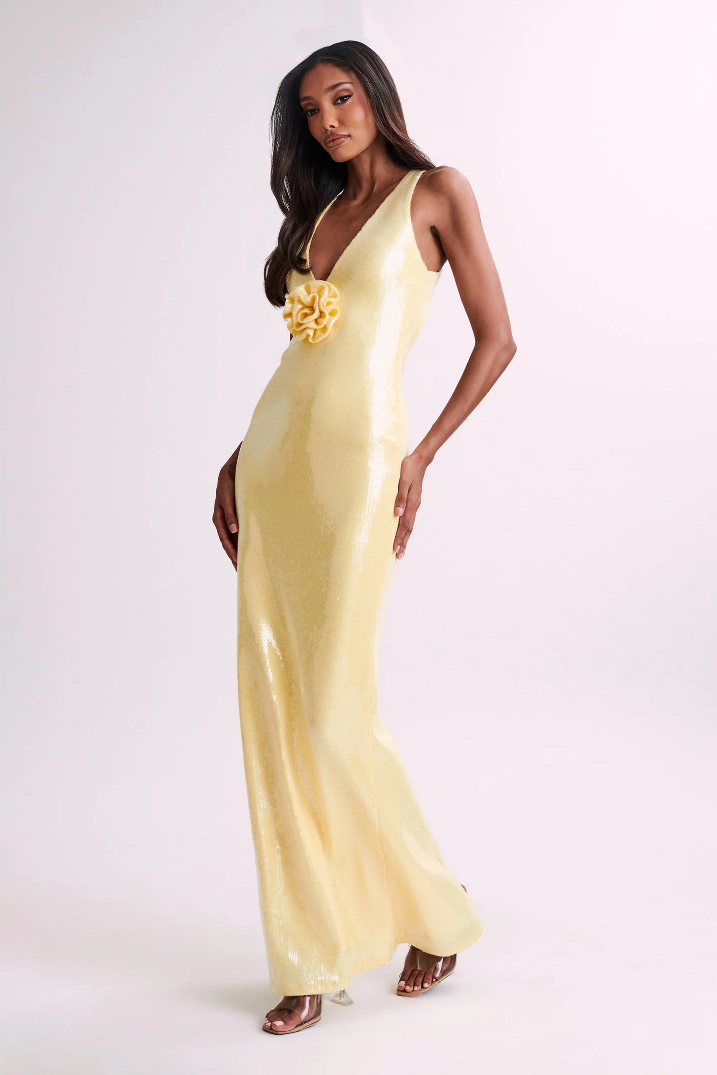 NIMA Pailletten maxi jurk met rozen symbool
