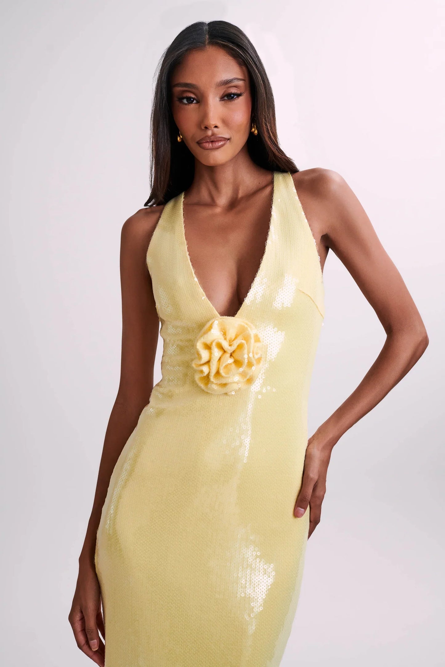 NIMA Pailletten maxi jurk met rozen symbool