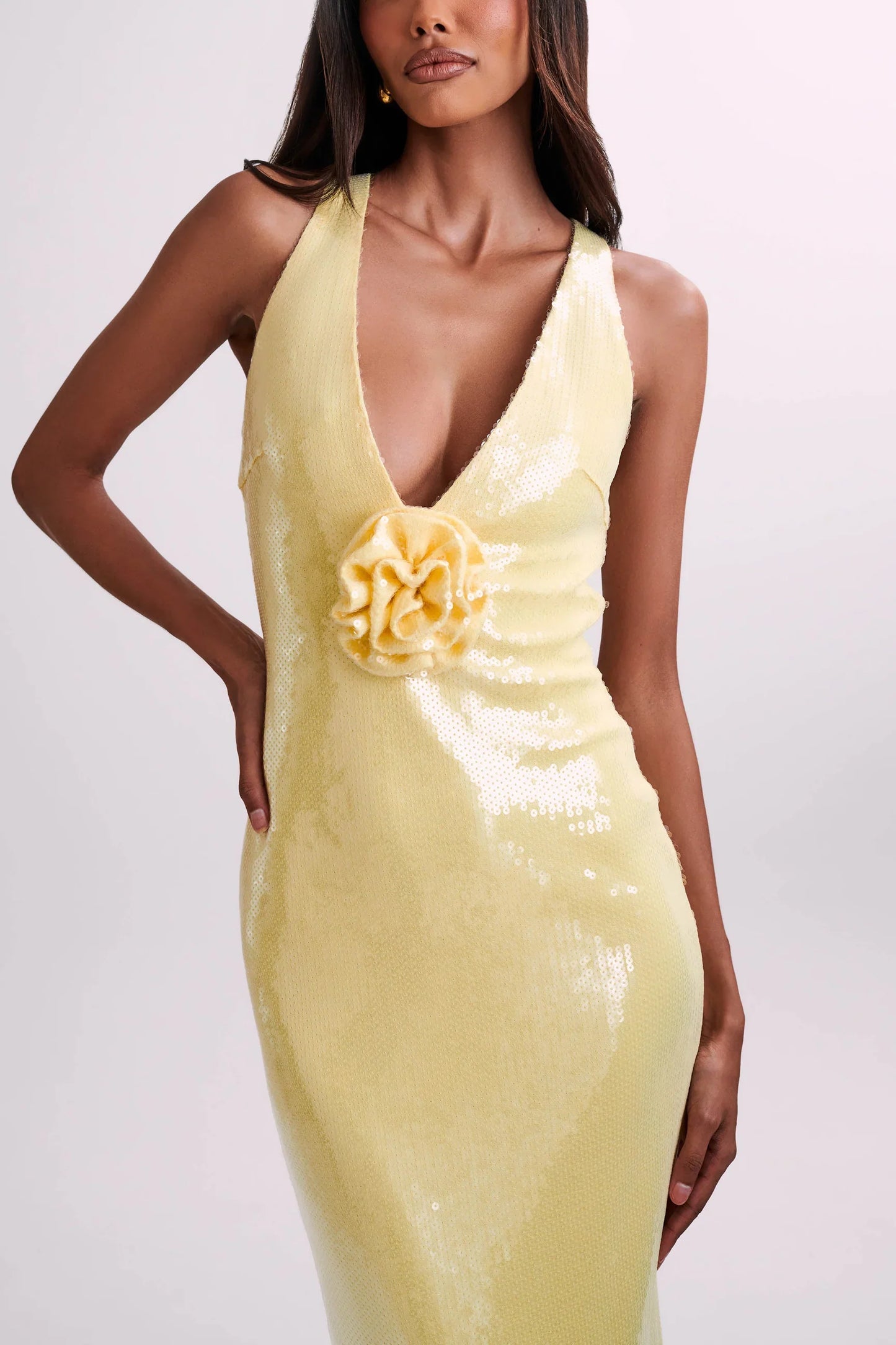 NIMA Pailletten maxi jurk met rozen symbool