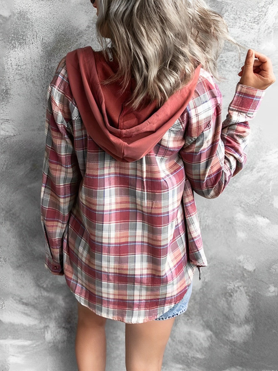 Nina - checkered jacket with hood and drawstring