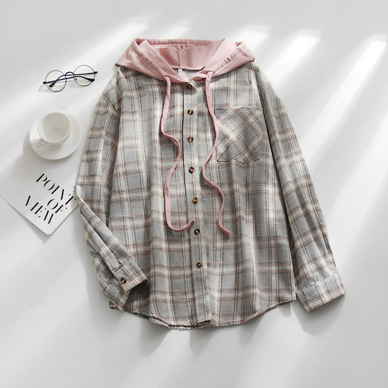 Nina - checkered jacket with hood and drawstring