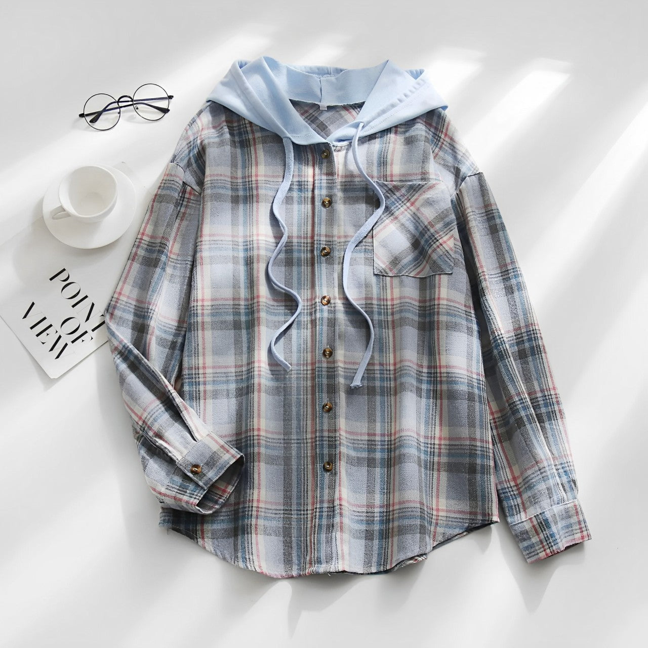 Nina - checkered jacket with hood and drawstring