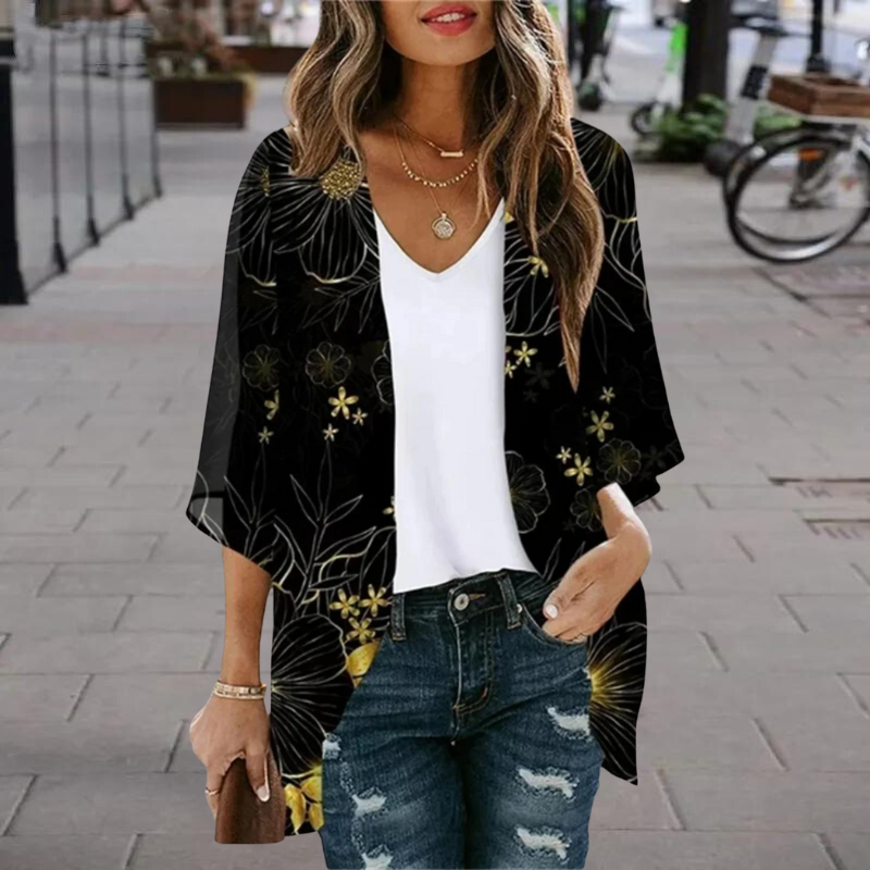 NIMA groene bedrukte lichtgewicht lange zomer blouse