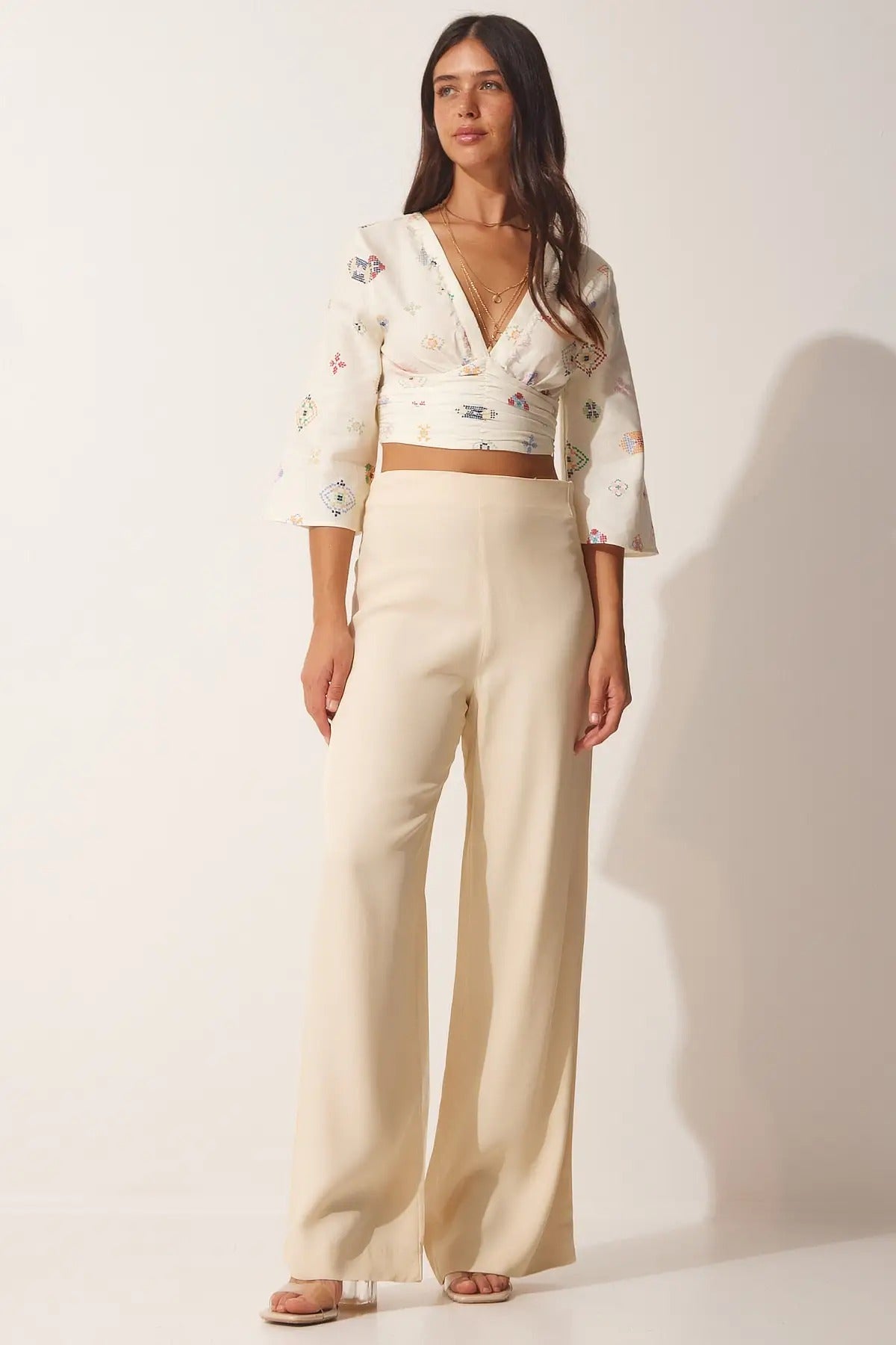 NIMA effen losse eenvoudige comfortabele pantalon dames