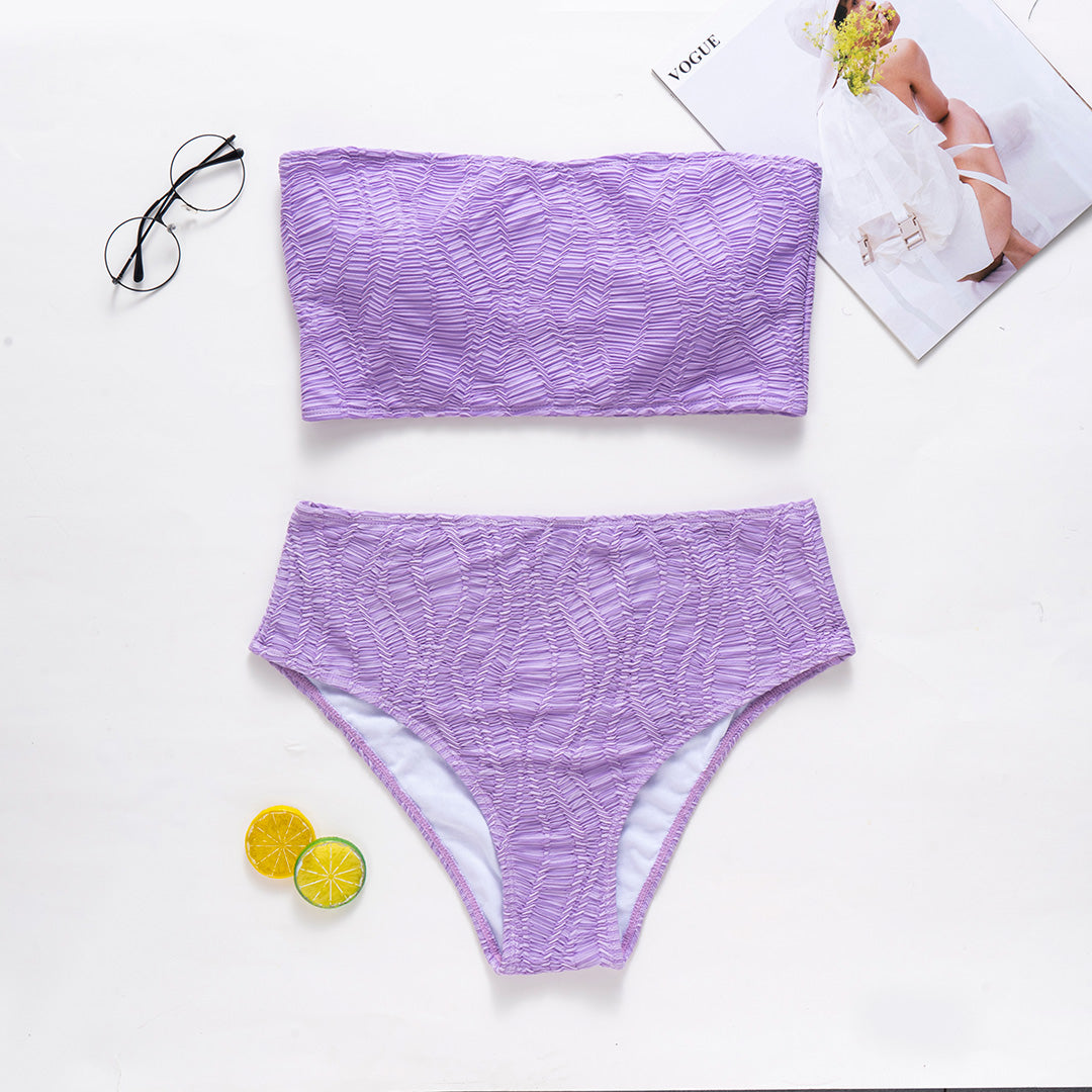 NIMA strapless bikini grote maten met gele print
