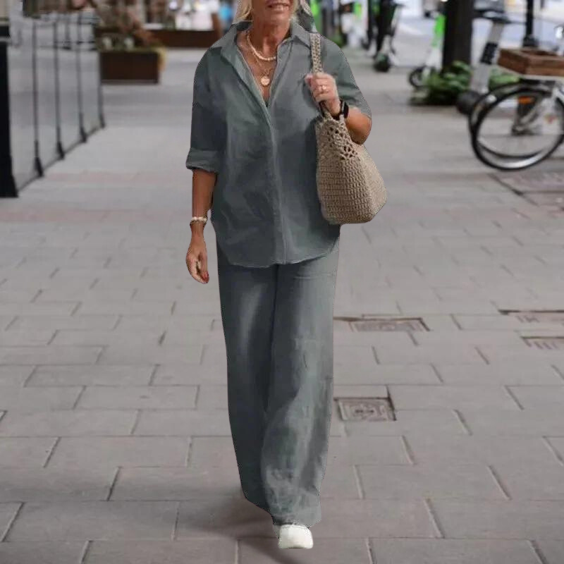 NIMA Trui met halve mouwen, wijde broek zomer set dames
