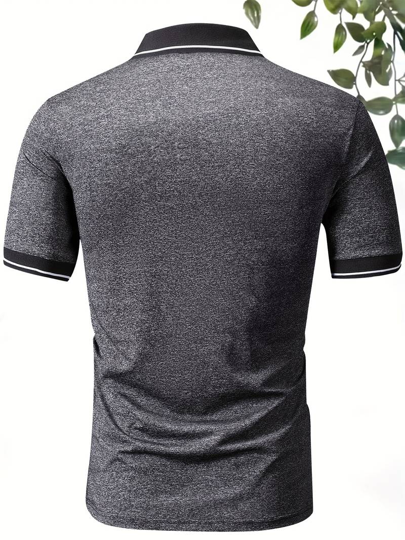 NIMA trendy colour-block shirt met korte mouwen, knoopsluiting en achterkant