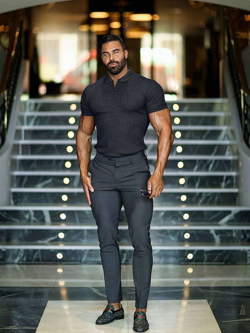NIMA slim-fit geribd overhemd voor heren
