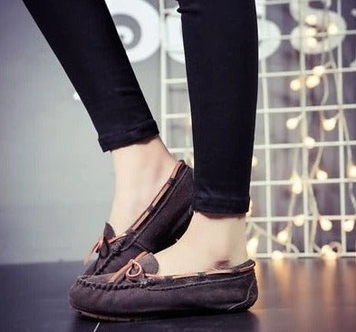 NIMA Damespantoffels in bruine bontstijl antislip