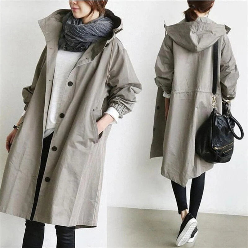Amaya - waterproof trench coat with hood for women