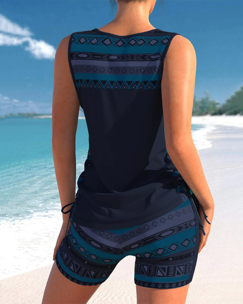 NIMA Tankini met geometrische print en V-halslijn
