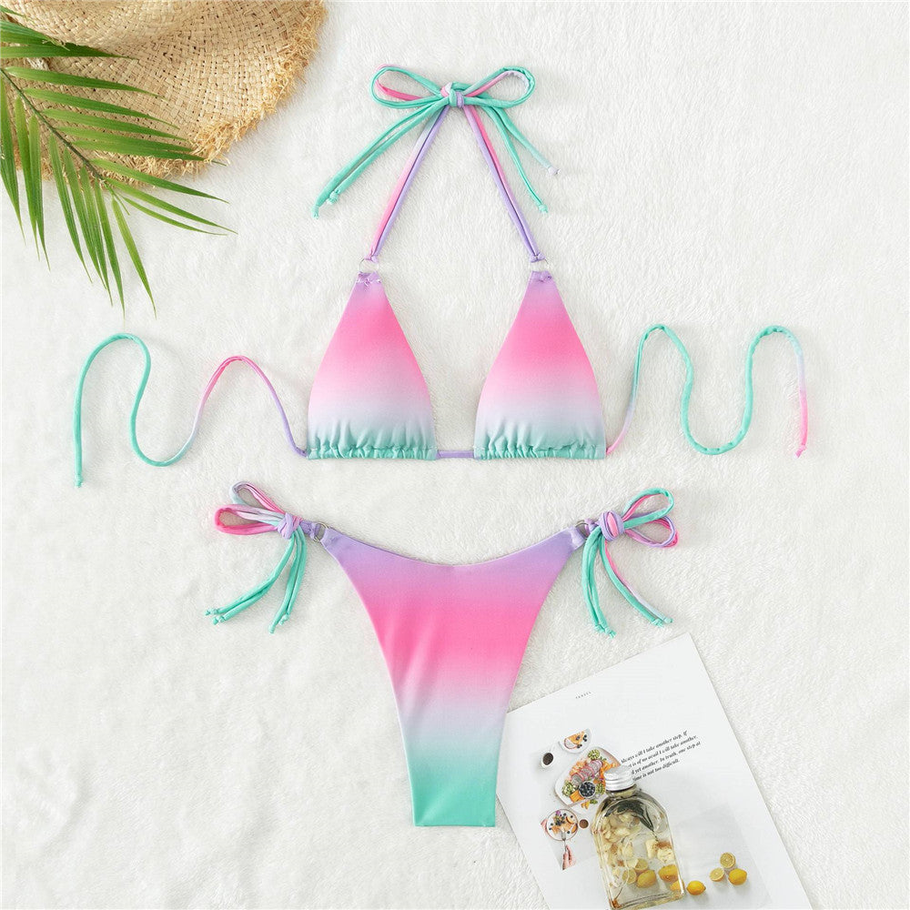 NIMA regenboog kleurverloop comfortabele brazilian bikini