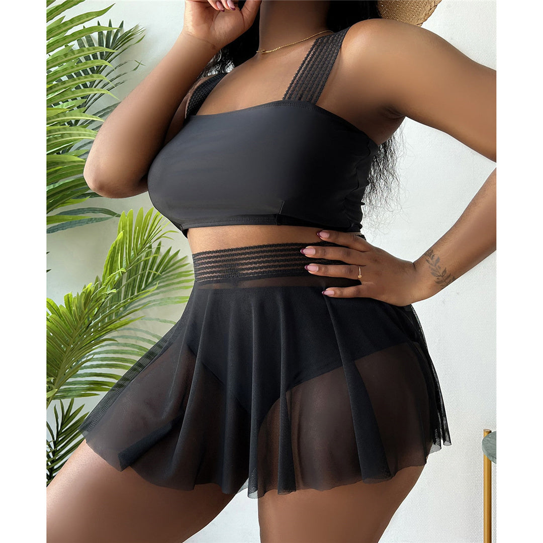 NIMA zwarte eenvoudige hoge taille bikini grote maten