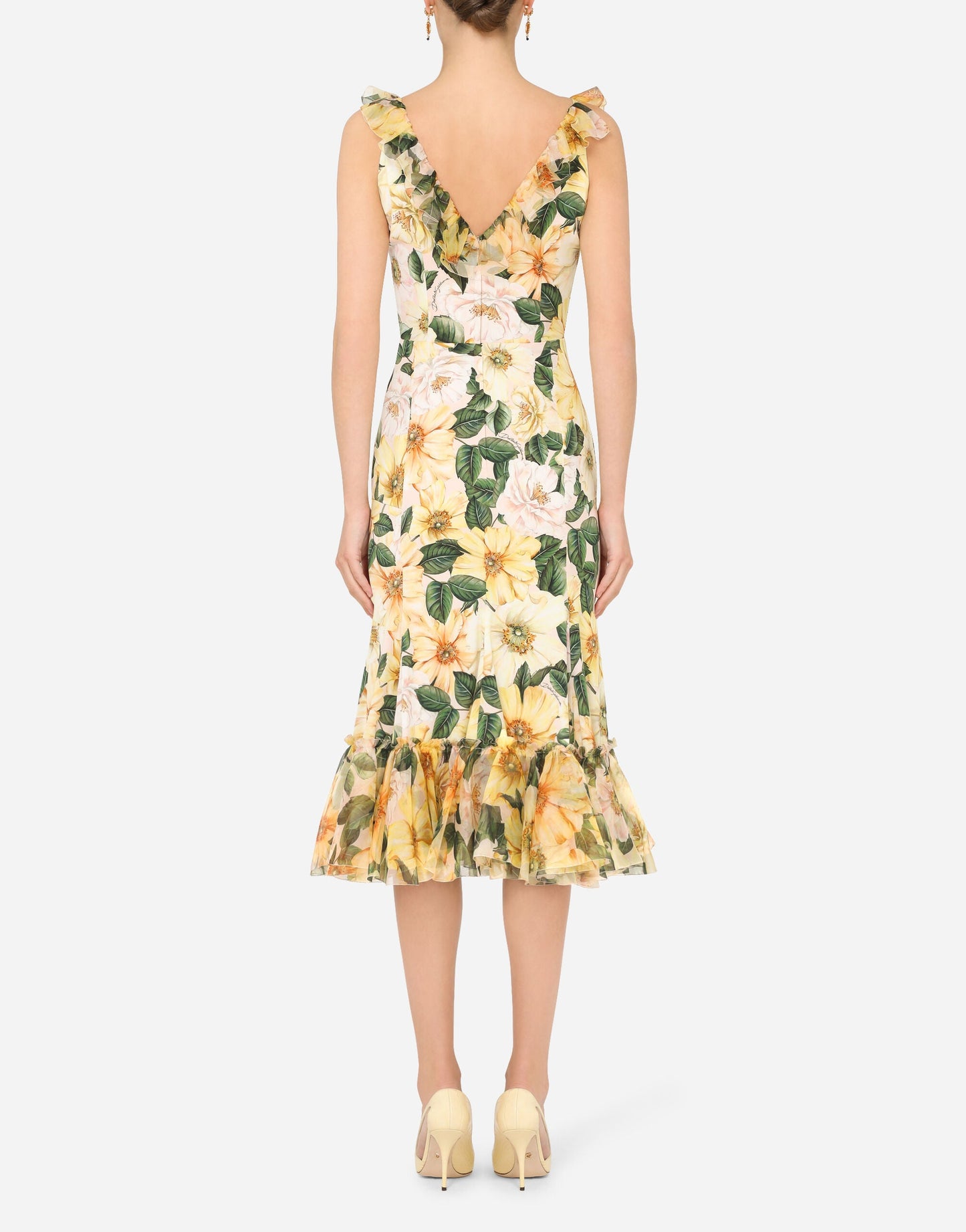 NIMA Midi jurk met bloemenprint en visstaart