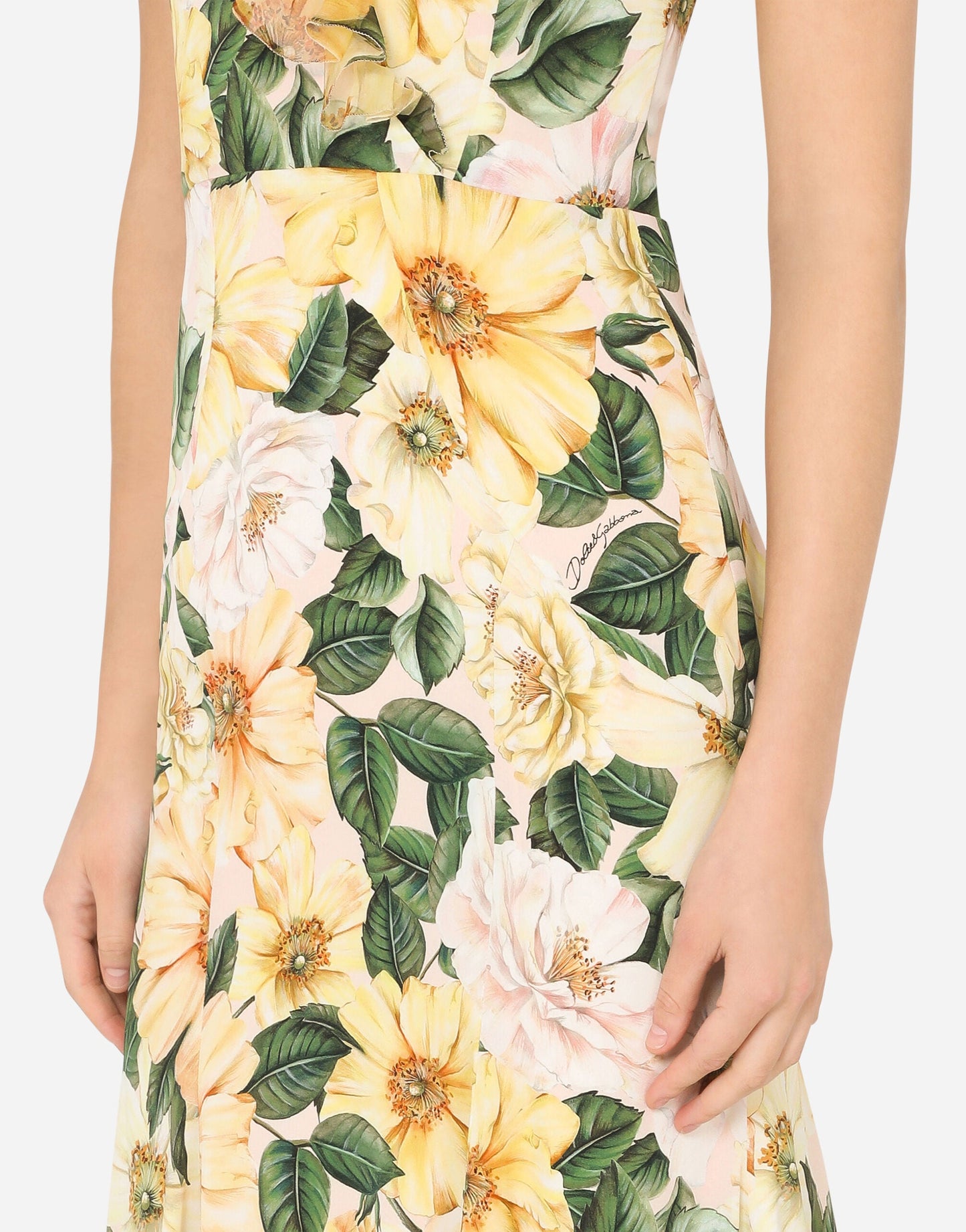 NIMA Midi jurk met bloemenprint en visstaart