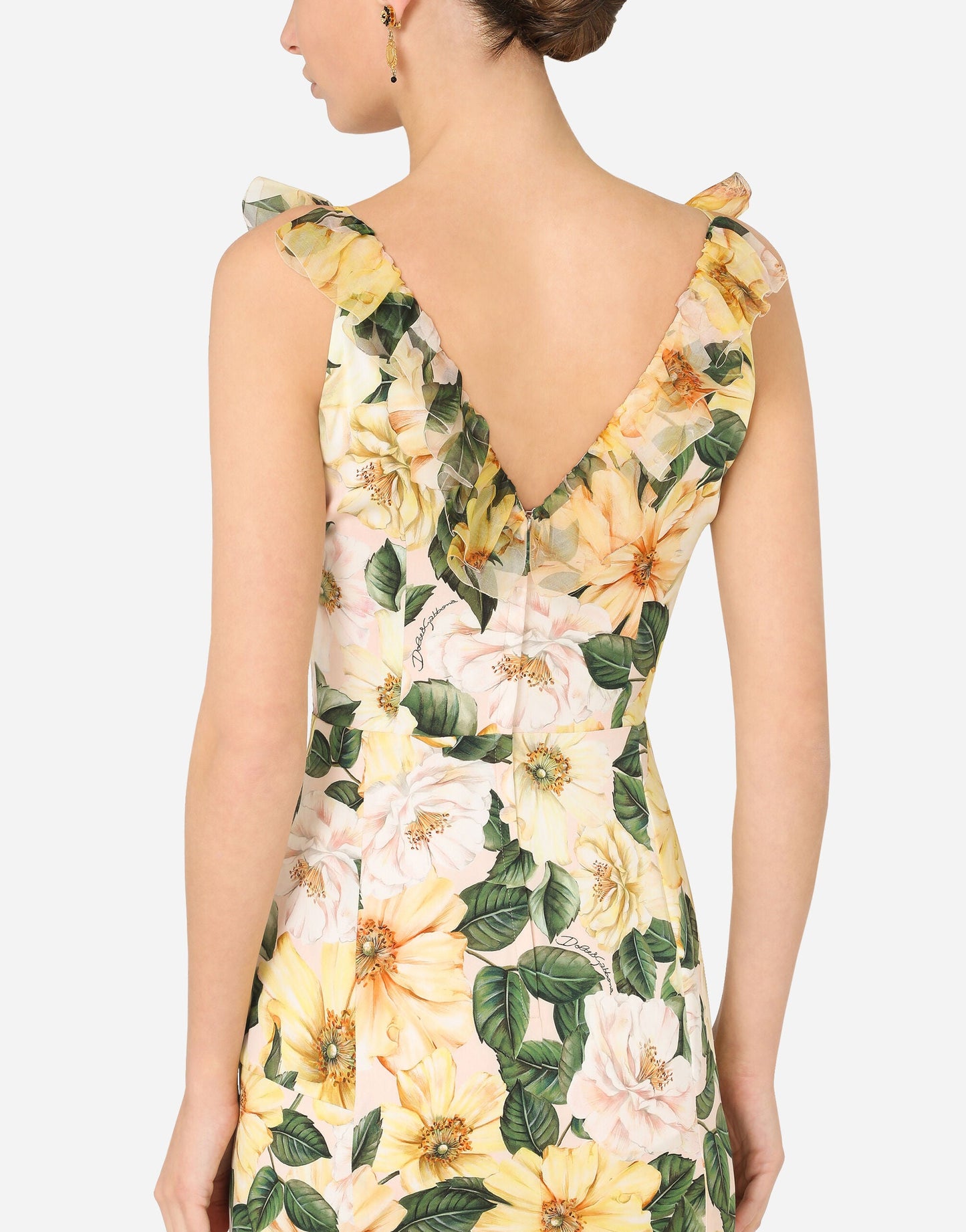 NIMA Midi jurk met bloemenprint en visstaart