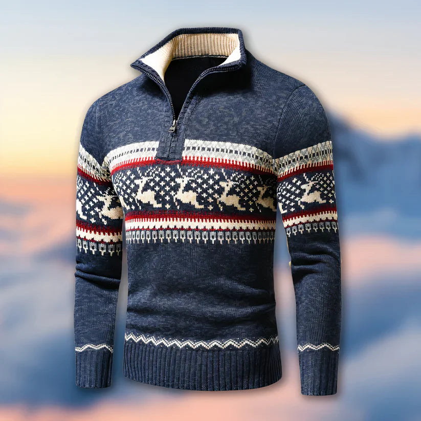 Lennart – half-zip knit sweater with nordic pattern