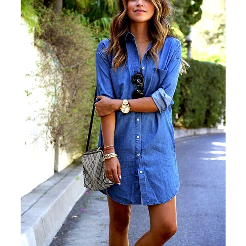 NIMA denim mini-jurk