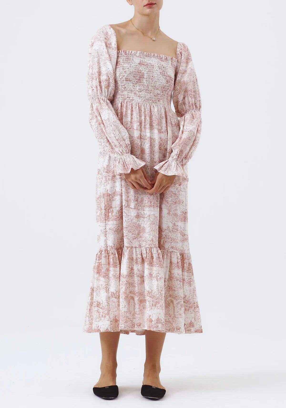 NIMA Chiffon jurk met klokmouwen