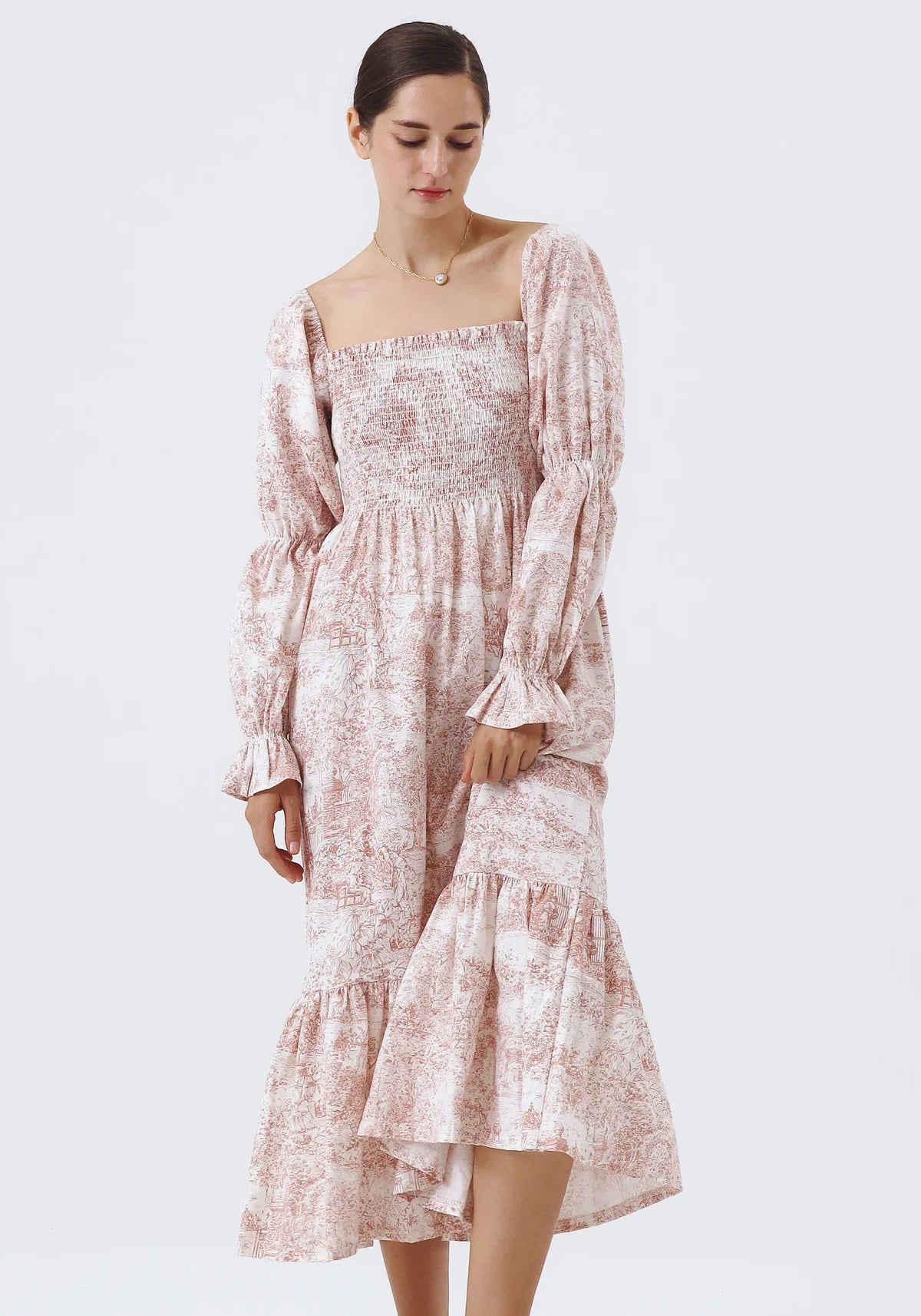 NIMA Chiffon jurk met klokmouwen