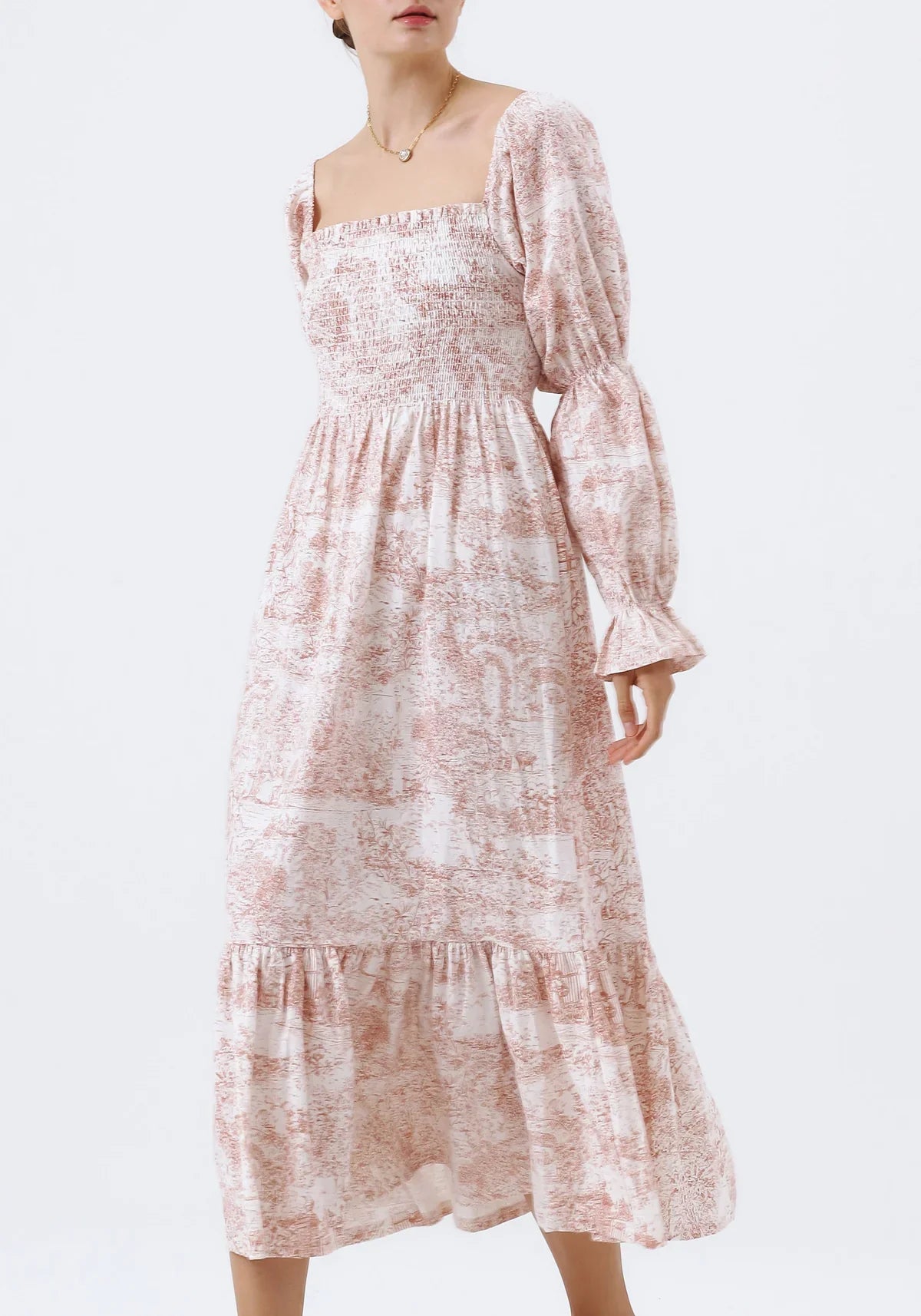 NIMA Chiffon jurk met klokmouwen