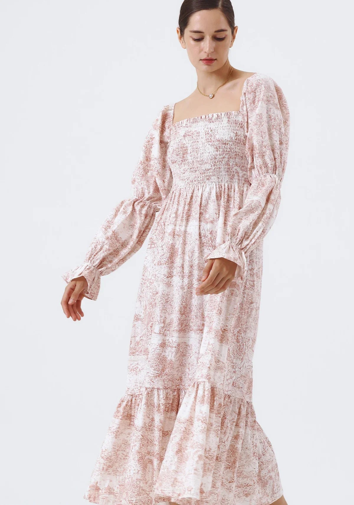 NIMA Chiffon jurk met klokmouwen
