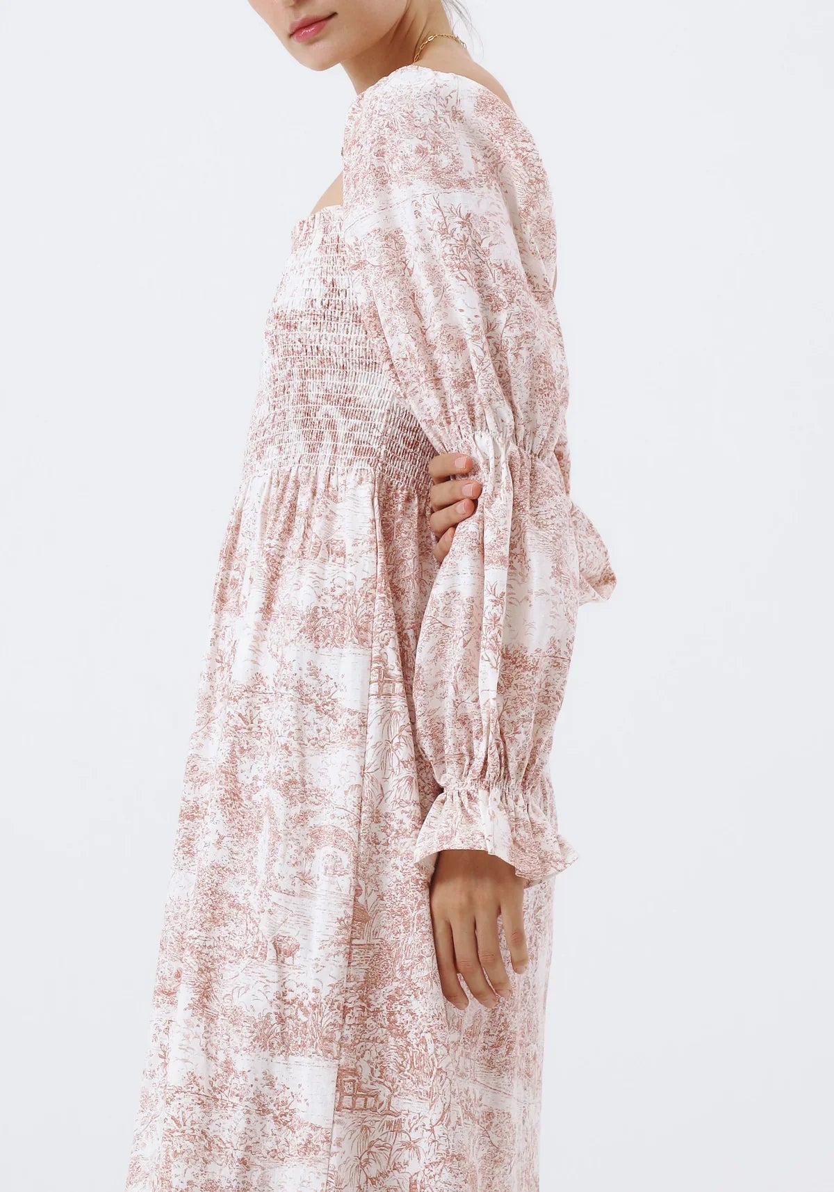 NIMA Chiffon jurk met klokmouwen