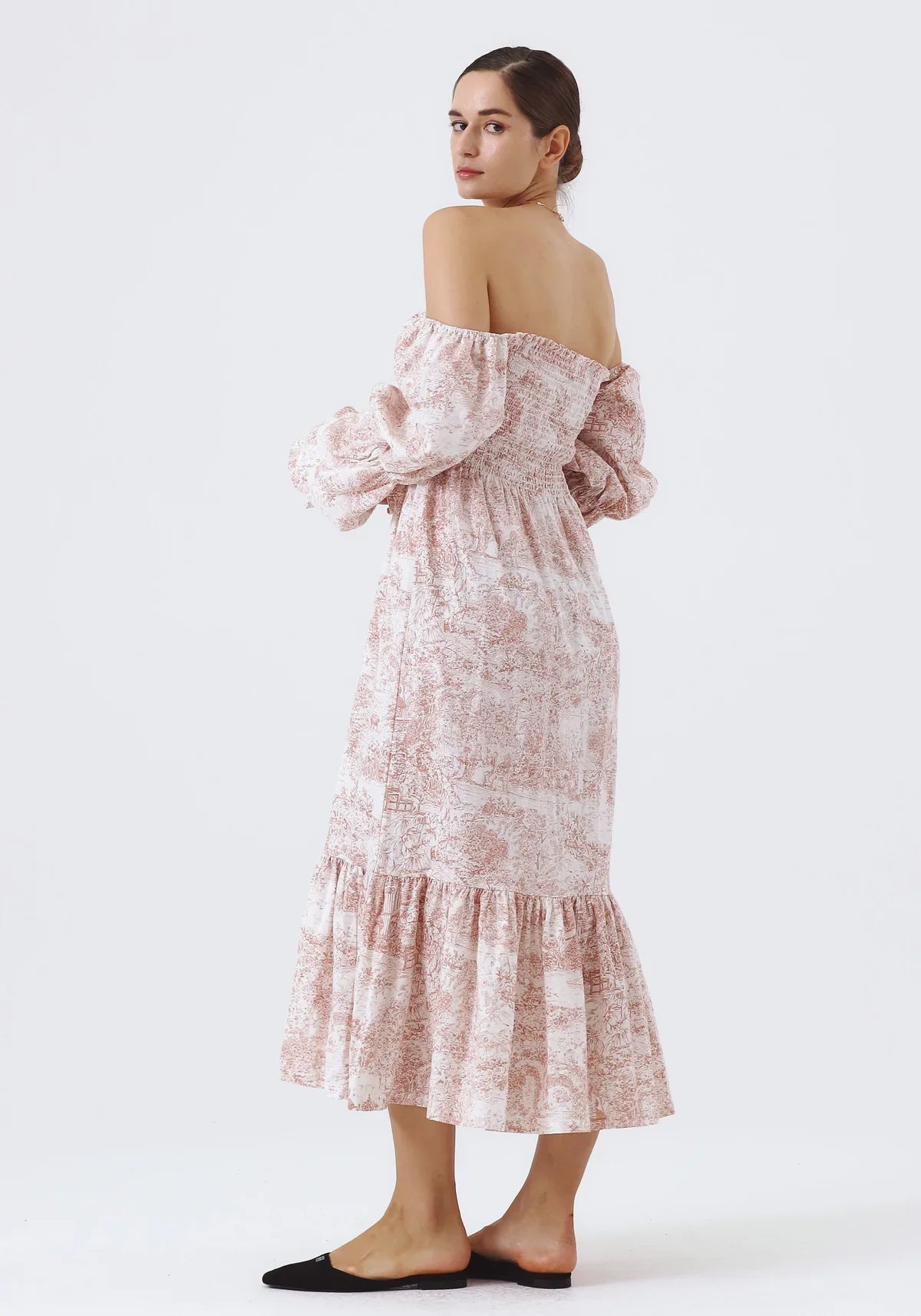 NIMA Chiffon jurk met klokmouwen