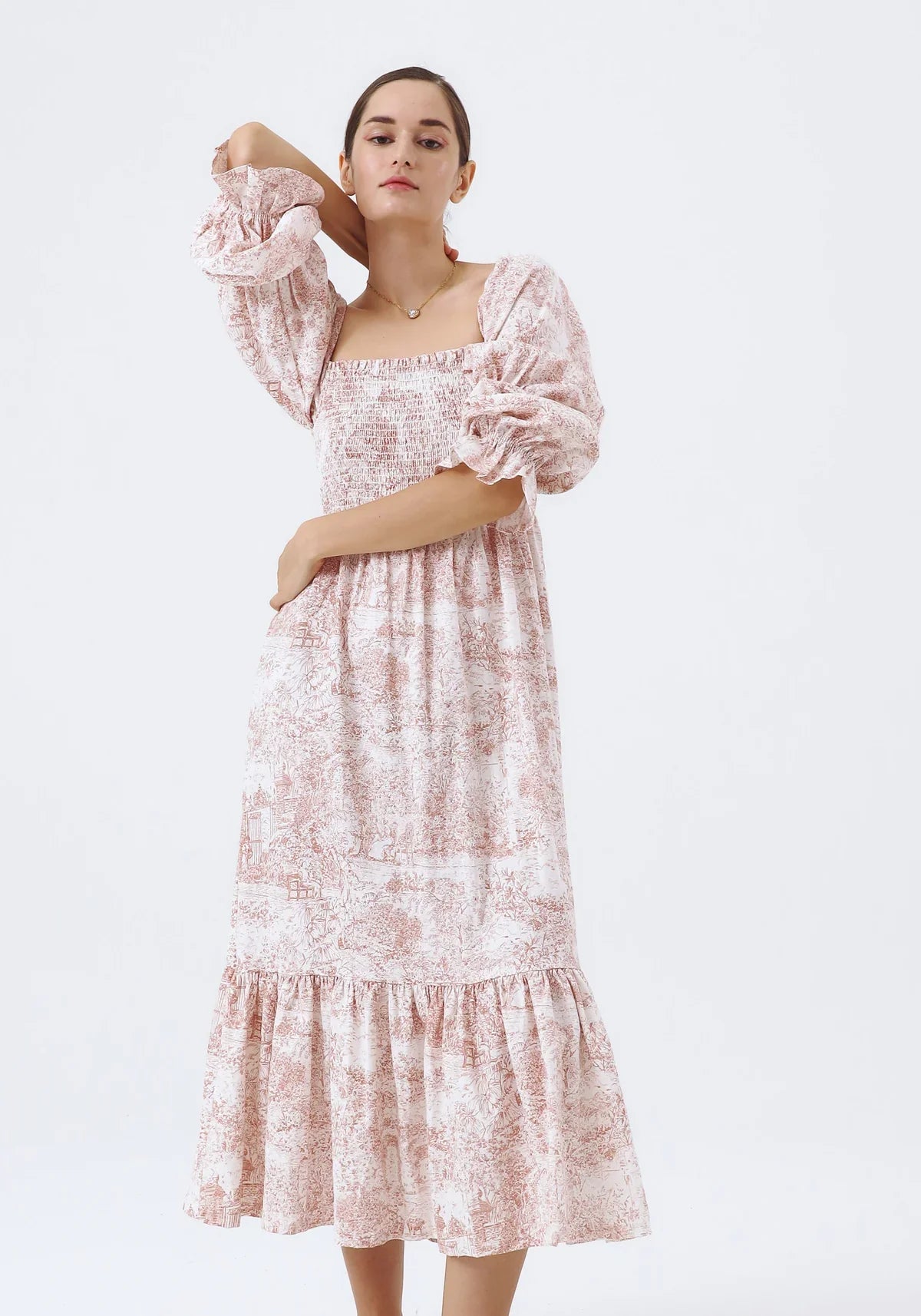 NIMA Chiffon jurk met klokmouwen