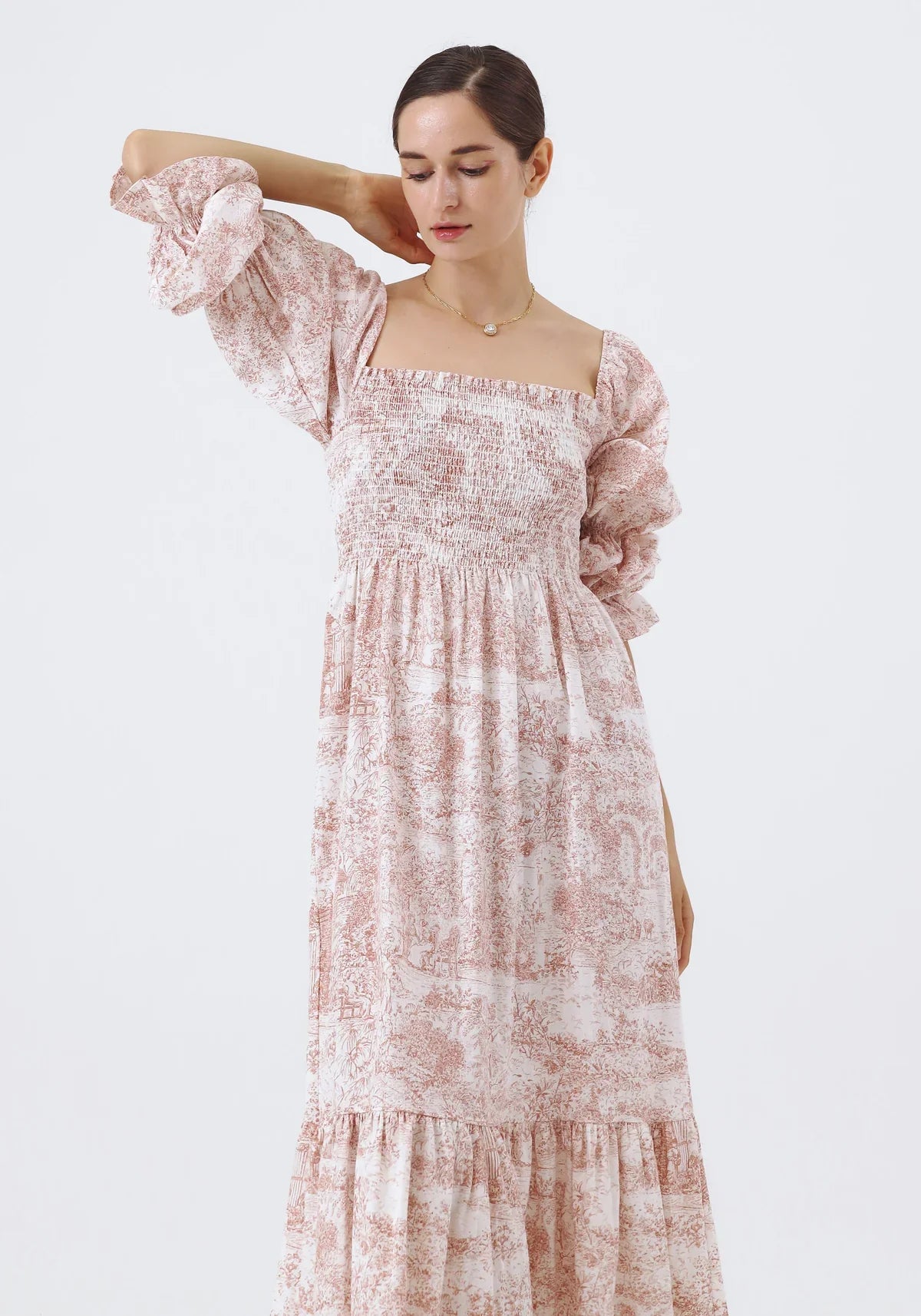 NIMA Chiffon jurk met klokmouwen