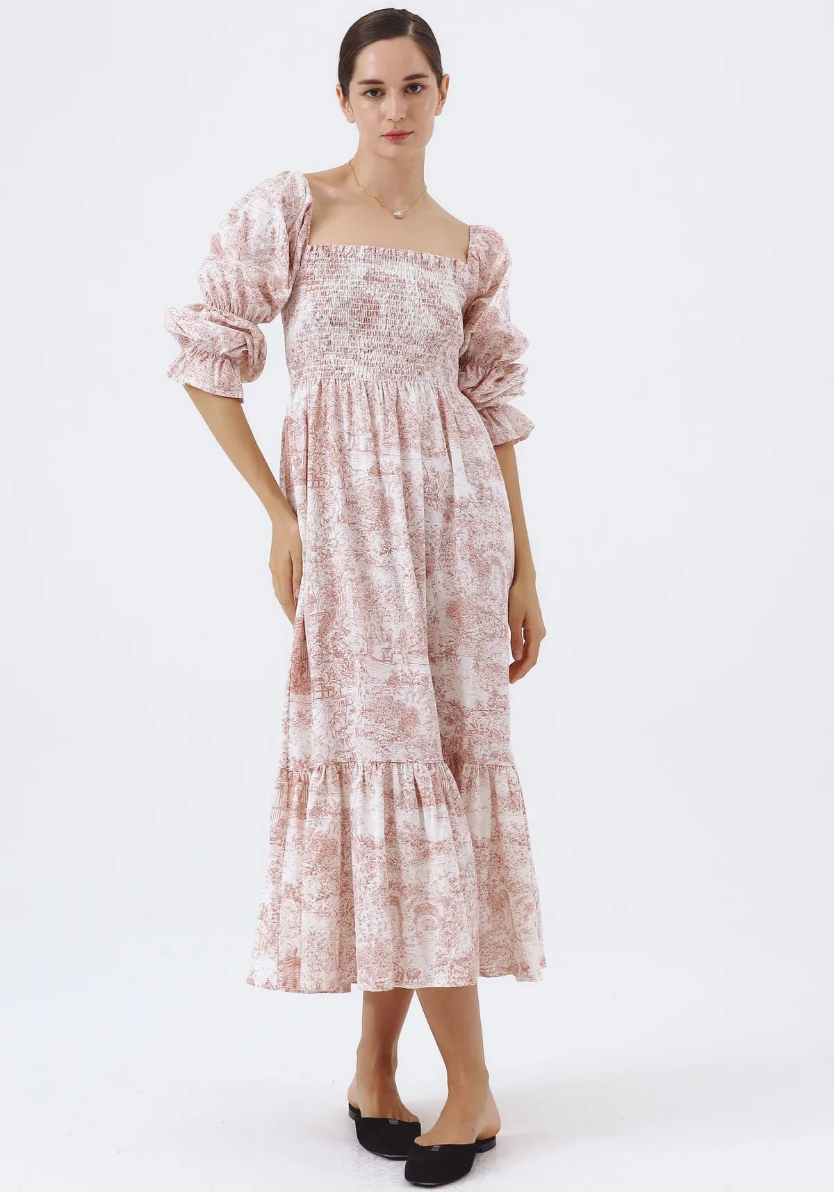 NIMA Chiffon jurk met klokmouwen