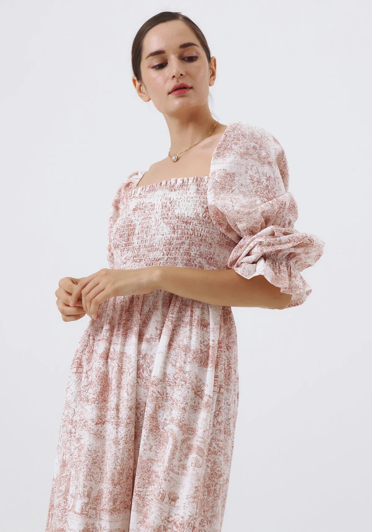 NIMA Chiffon jurk met klokmouwen