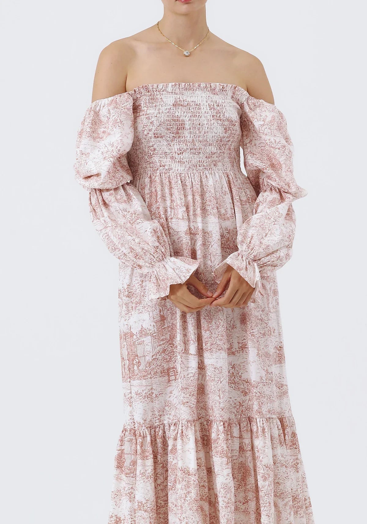 NIMA Chiffon jurk met klokmouwen