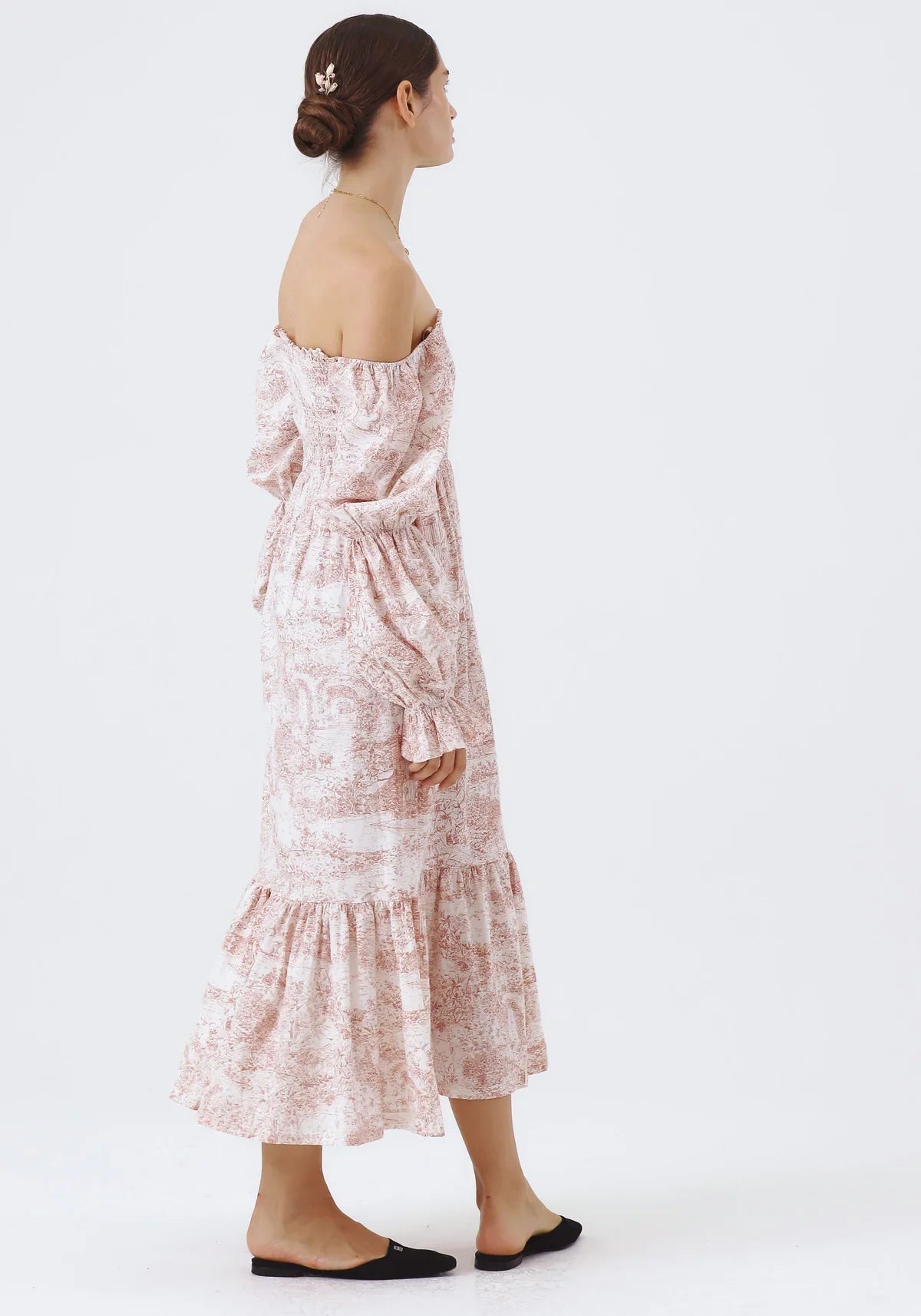 NIMA Chiffon jurk met klokmouwen