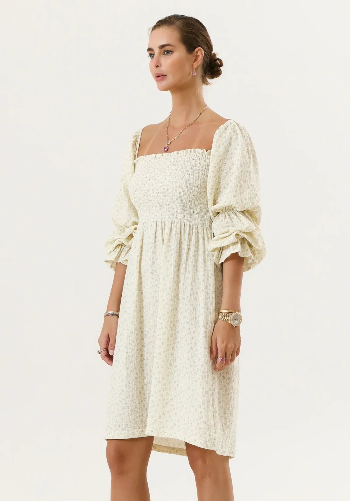 NIMA Chiffon jurk met klokmouwen