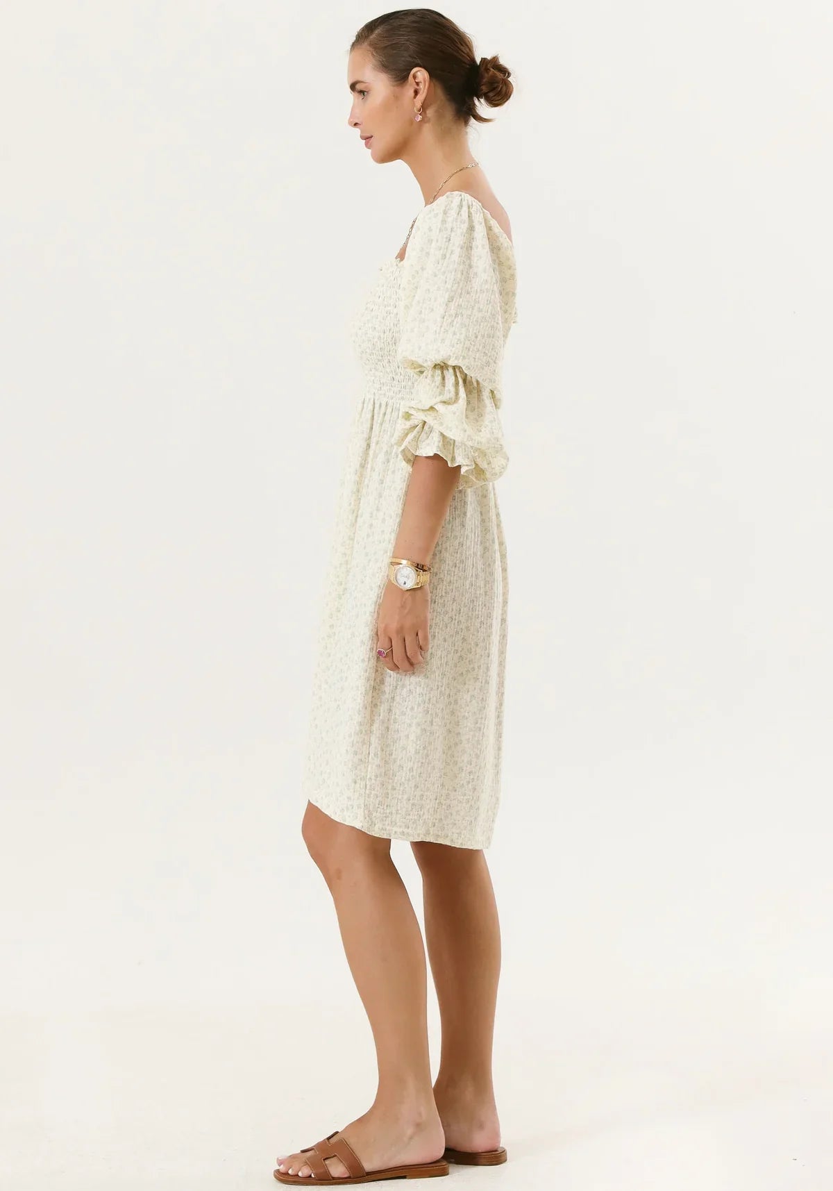 NIMA Chiffon jurk met klokmouwen