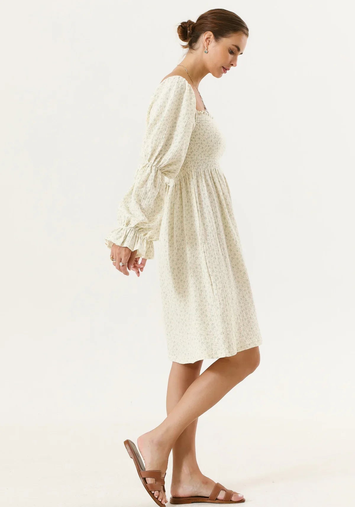 NIMA Chiffon jurk met klokmouwen