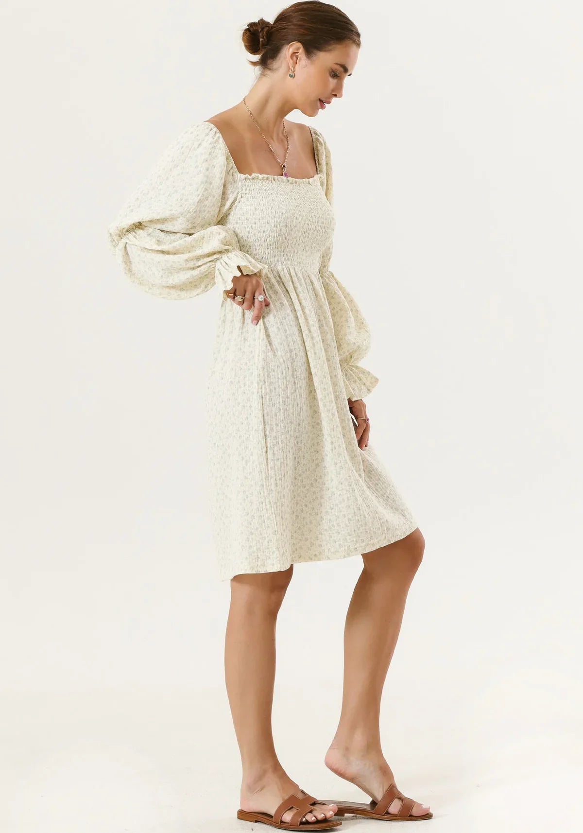 NIMA Chiffon jurk met klokmouwen